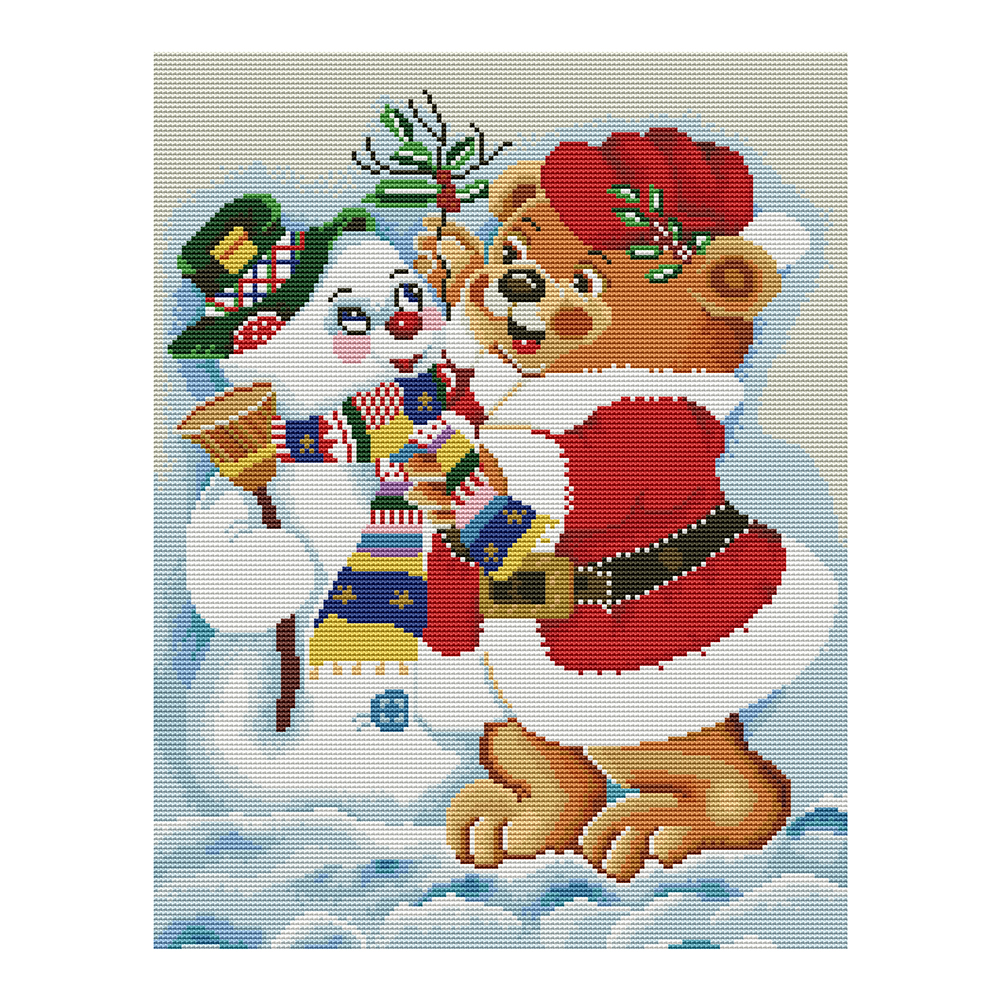 

Snowman Bear - 11CT Stamped Cross Stitch - 50*40CM, 501 Original