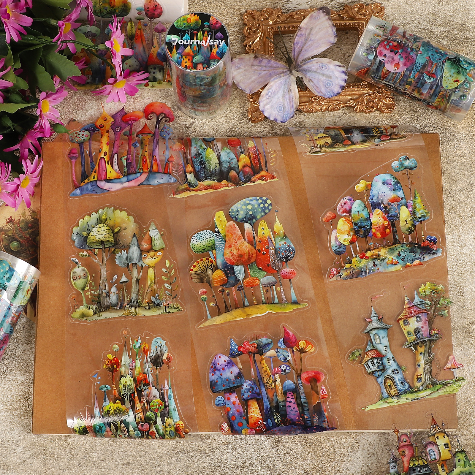 PET 테이프 - 80mm*200cm 빈티지 기발한 숲속 집