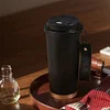 500ml Lily of The Valley Coffee Cup Stainless Steel Flower Thermos Mug (Black)