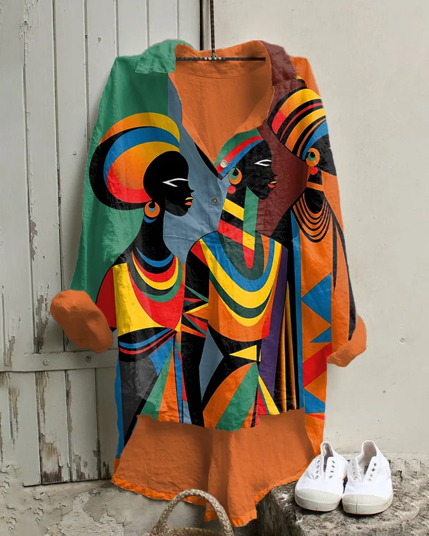 Colorful Tribal Girl Irregular Leisure Tunic