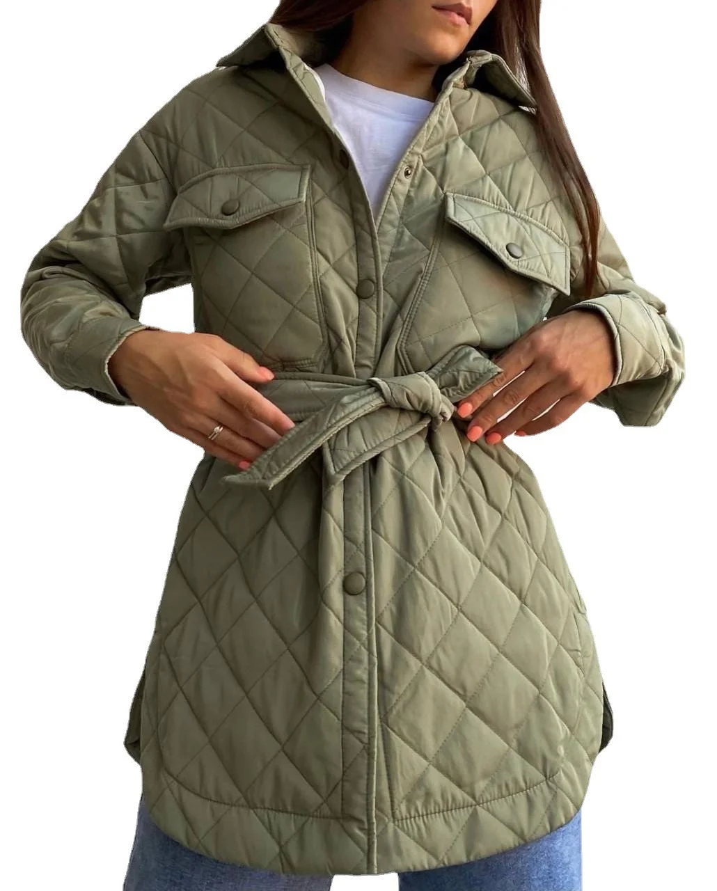 Toloer Long Breasted Collar Loose Warm Rhomenge Cotton Clothing New 2022 Autumn And Winter Versatile Thick Cotton-Padded Clothes Women-Outfit Ideas