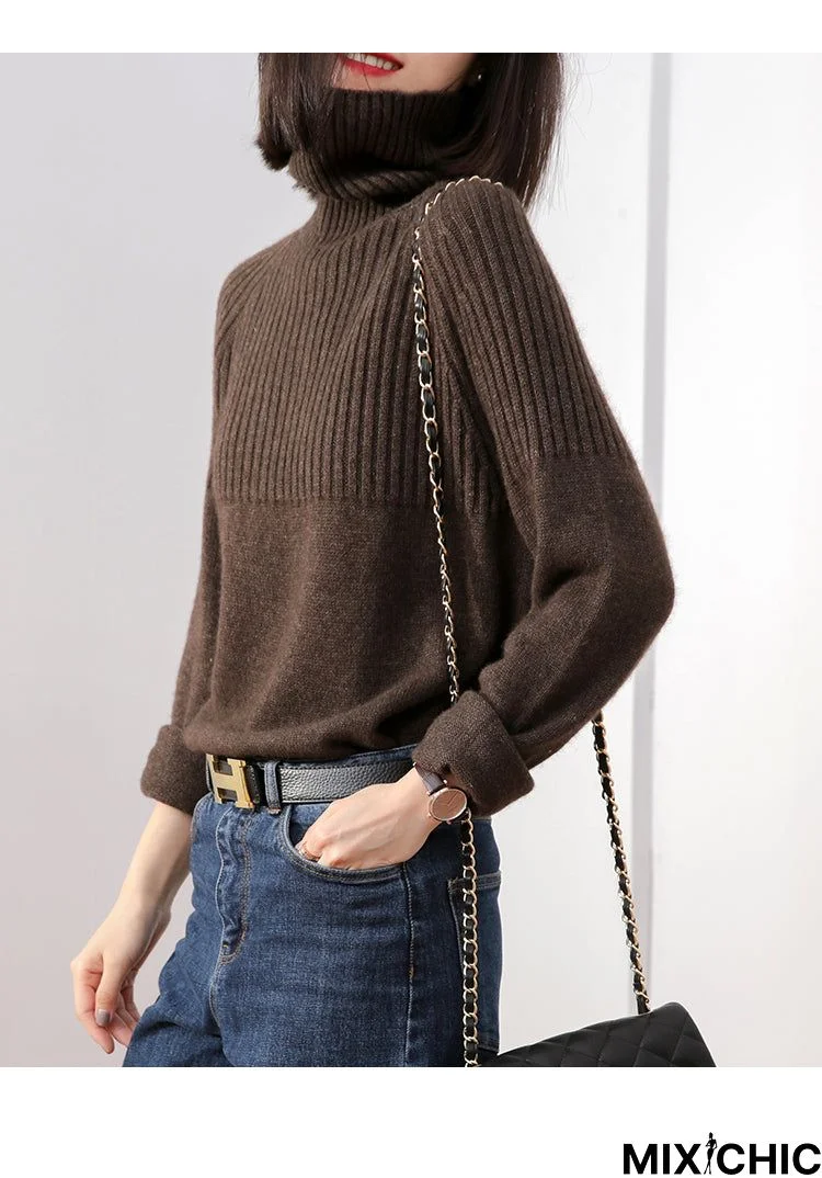 Autumn and winter long-sleeved high-neck cashmere sweater