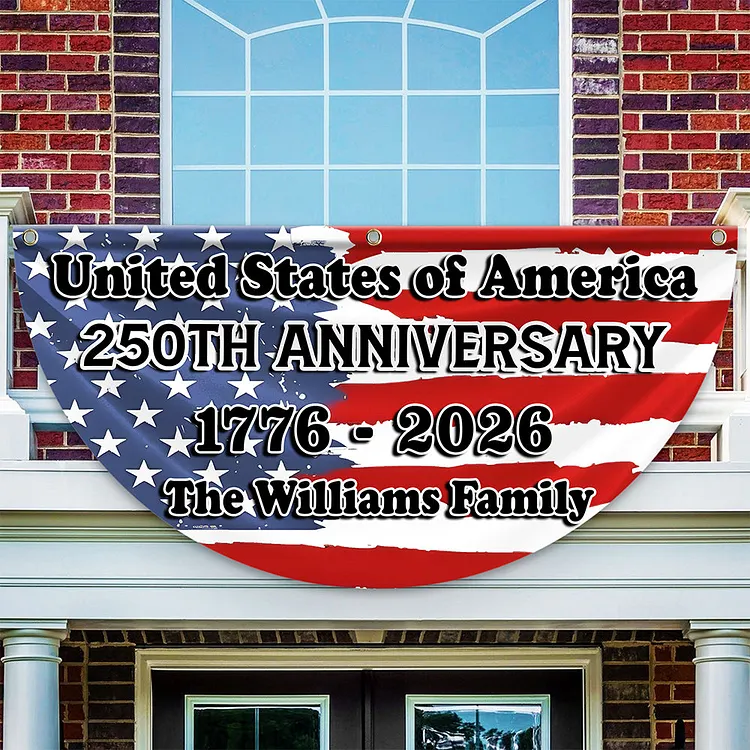 Personalized 250 Years of Freedom America Flag Custom Family Name USA 250th Anniversary Non-Pleated Fan Flag