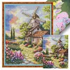 Windmill And Hut-14CT Stamped Cross Stitch Egyptian Cotton 30*40cm/11.81*15.75in tapestrymarket