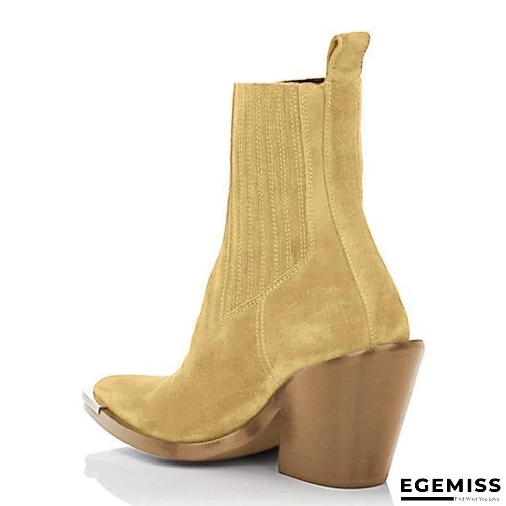 Chunky Heel Pointed Ankle Boots | EGEMISS