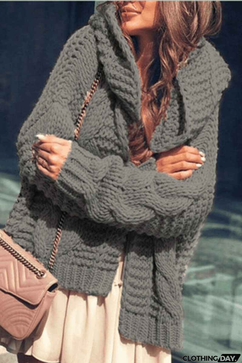 Casual Solid Split Joint Hooded Collar Tops