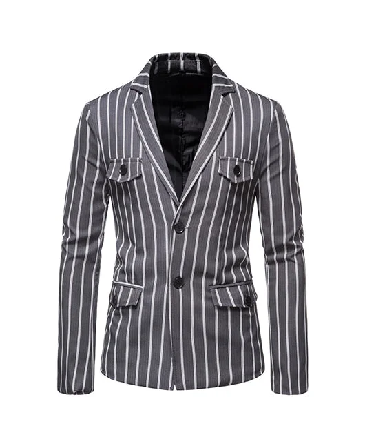 Causal Zebra Stripe Lapel Collar Two Button Blazer