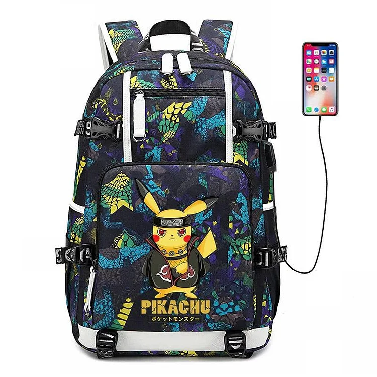 Mayoulove Game Pokemon Pikachu #3 USB Charging Backpack School NoteBook Laptop Travel Bags-Mayoulove