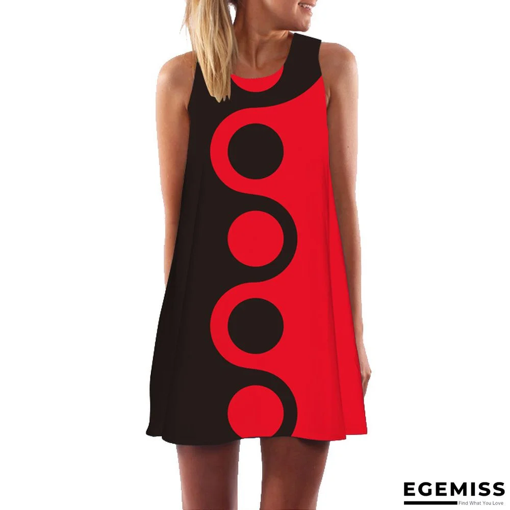 Digital Print Pullover Sleeveless Mid-length Skirt Sexy Dress | EGEMISS