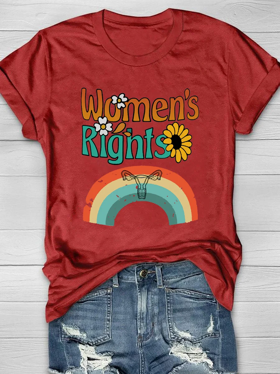 Women's Rights Rainbow Print Short Sleeve T-Shirt