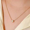 复制14K Yellow Gold Round Lab Diamond Bezel Necklace