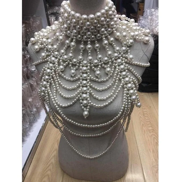 Dvacaman Korean Handmade Simulated Pearl Statement Necklace Women 2019 New Fashion Sex Body Chain Charm Necklace Jewelry Female