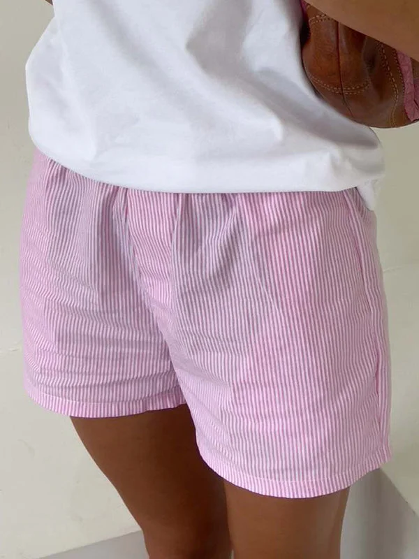 Brownm Vintage Striped Shorts with Label