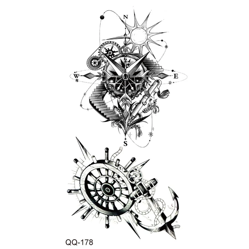 Sdrawing Rose Temporary Tattoo Sticker Flower Feather Elephant Body Clavicle Ankle Legs Arm Art Fake Tatto Party Bikini Tatoos