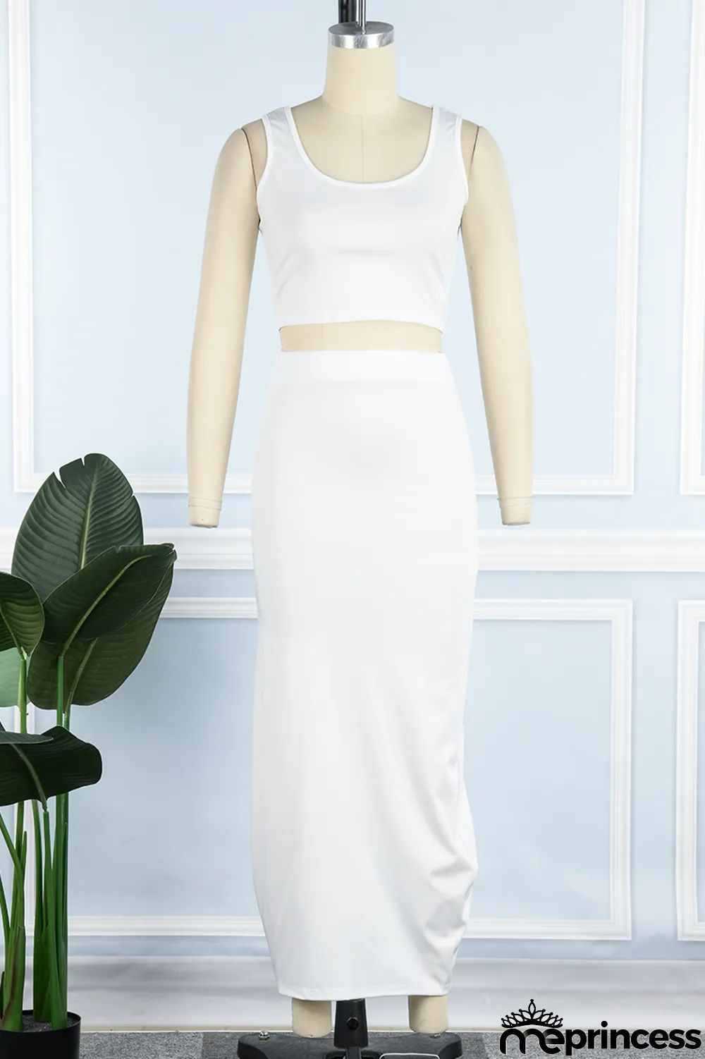 Rose Red Sexy Casual Solid Basic U Neck Sleeveless Two Pieces