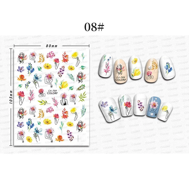 1 Sheet 3D Halloween Nail Sticker Christmas Skull Bone Snake Butterfly Maple Leaf Pattern Decals Manicures 3D Nail Decorations