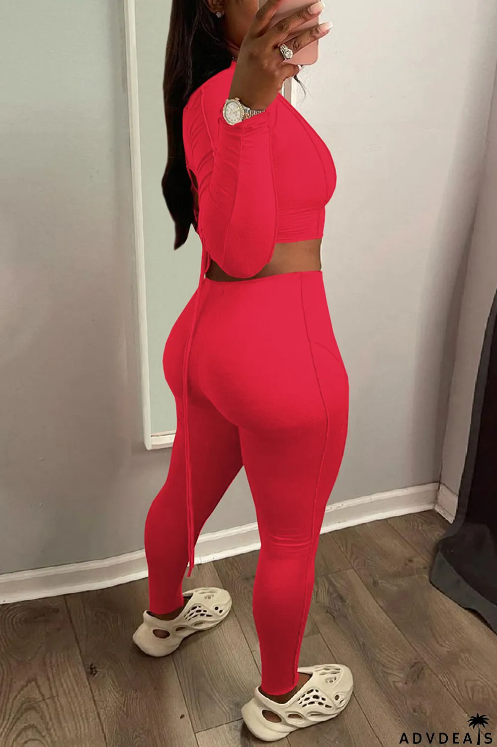 Black Casual Solid Hollowed Out Split Joint Frenulum O Neck Long Sleeve Two Pieces