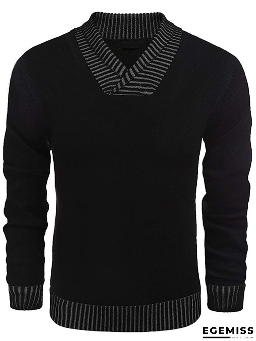 Long Sleeve V-neck Men's Casual Knitting Sweater | EGEMISS
