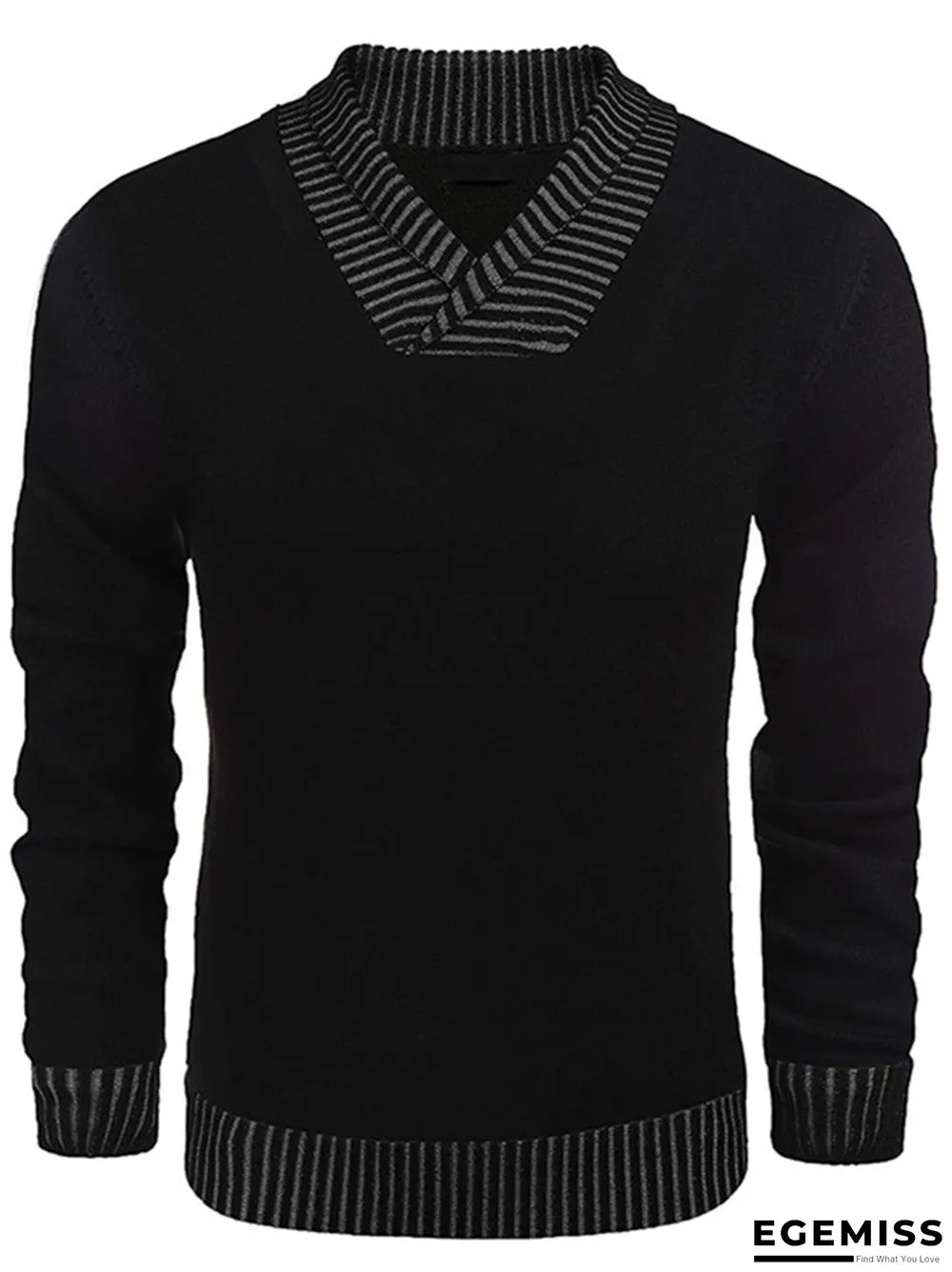 Long Sleeve V-neck Men's Casual Knitting Sweater | EGEMISS
