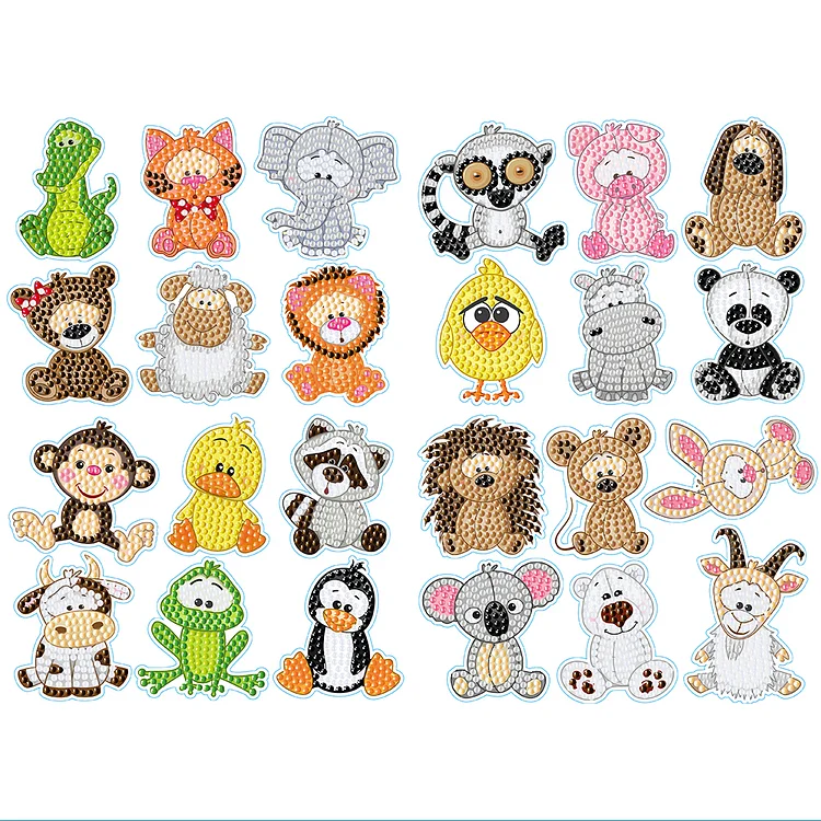 4pcs Diamond Mosaic Sticker Art Crafts Animal DIY Cartoon Stickers Children Gift gbfke