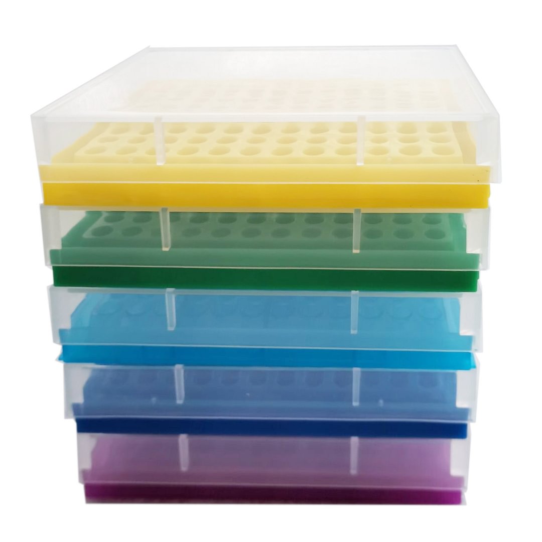 Blue/Light Blue/Yellow/Purple/Green PCR Tube Rack for 0.2ml Micro-Tubes 8 x 12 Array Pack of 5 