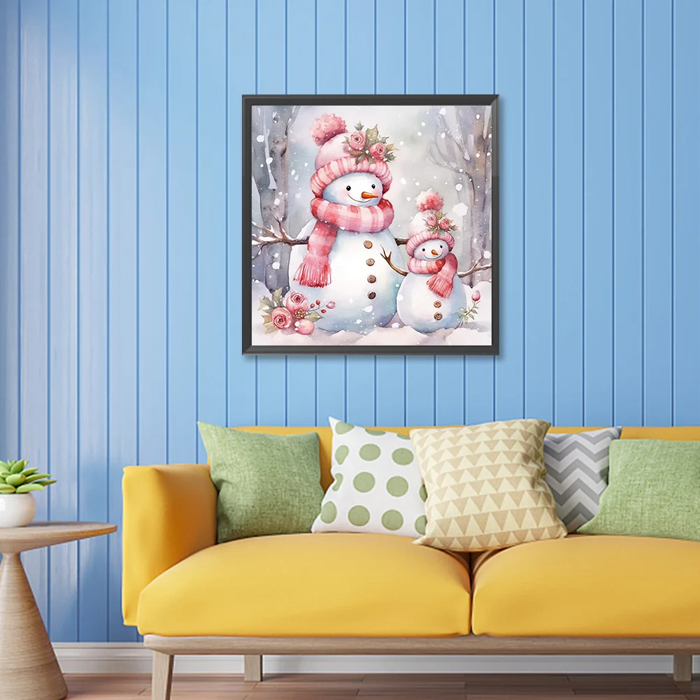 Diamond Painting - Full Round Drill - Pink Snowman(Canvas|30*30cm)