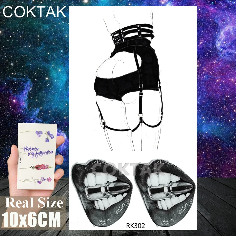 Creative Sexy Lady High Heels Temporary Tattoos Sticker Black Fake Waterpoof Tattoos Body Art Arm Chest Tattoo Decal For Adult