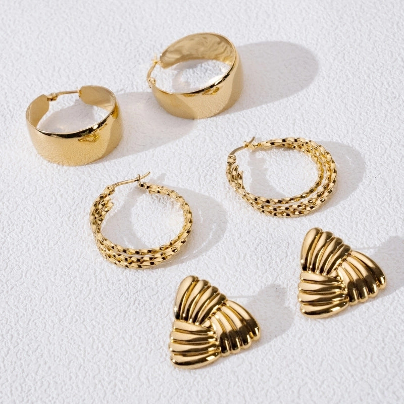 1 Pair Casual Minimalist Triangle Solid Color 304 Stainless Steel Earrings Ear Studs