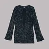 Women's Sequin Shiny Sexy Backless Long Sleeve Short Dress For Party
