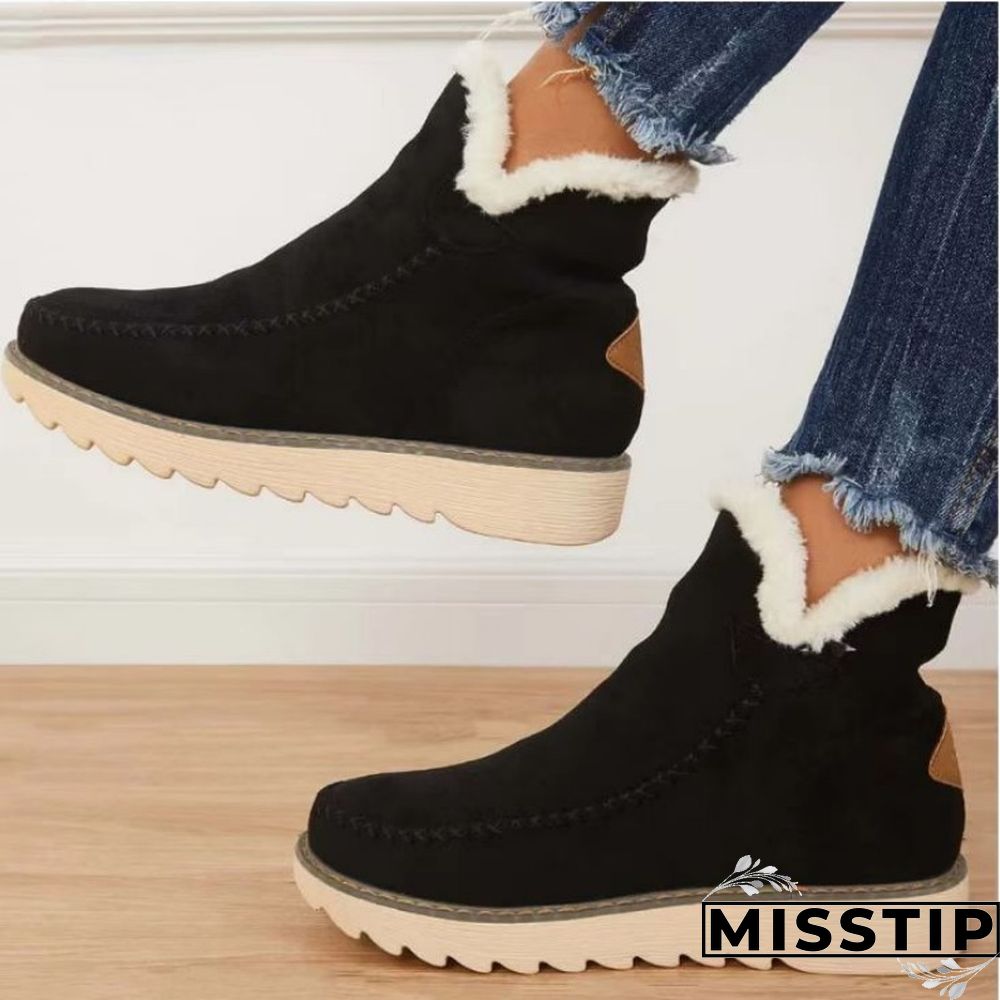 Cream White Casual Patchwork Solid Color Keep Warm Comfortable Shoes