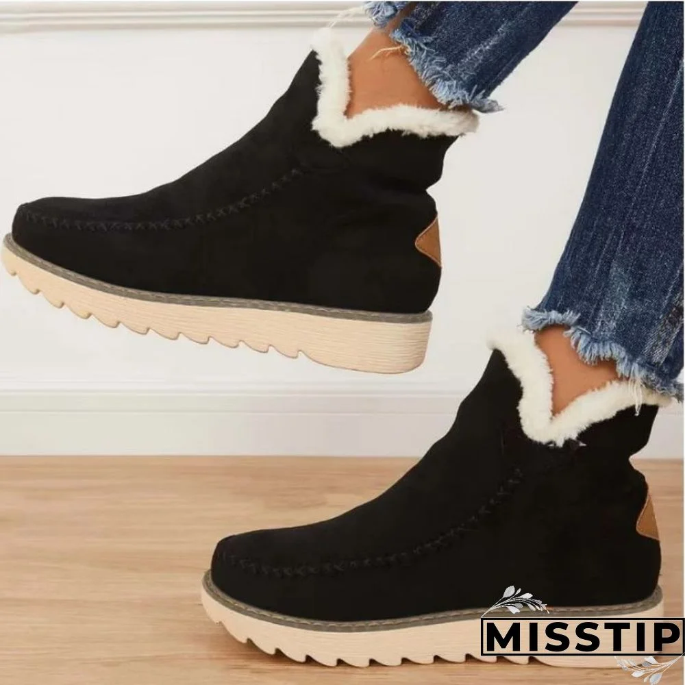 Cream White Casual Patchwork Solid Color Keep Warm Comfortable Shoes