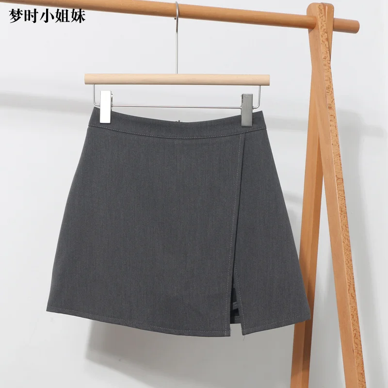 Zingj Irregular A-Word Fork High-Waist Skirt Short Skirt Women's Korean Dress Dress Dress 8872