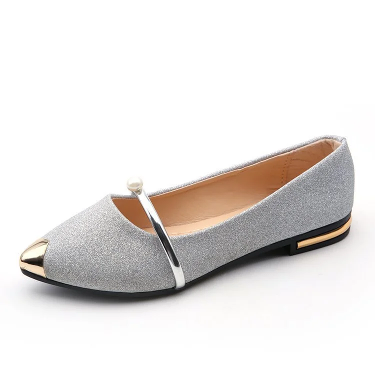 Wongn Wongn Summer Autumn New Pointed Low Heel Pearl Single Shoes Female British Flat Bottom Student Shallow Mouth Women's Shoes
