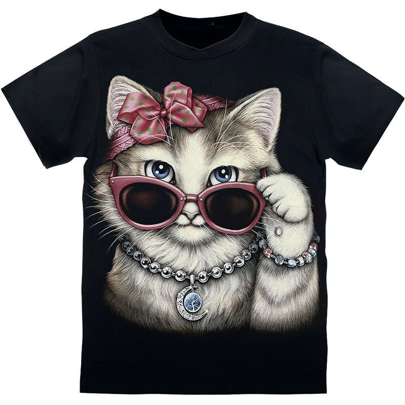 Lilyadress Spring and Summer New T-shirt Animal Fashion Cat and Dog Pattern Printing Short Sleeve 2022032502