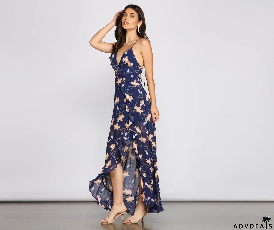 Free-spirited Floral Beauty Charming Sleeveless Maxi Dress