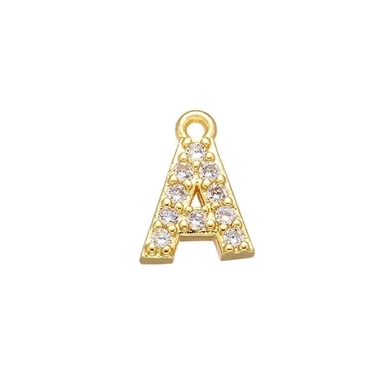 1 Piece 925 Sterling Silver Zircon 22K Gold Plated Rhodium Plated Letter Pendant Charms