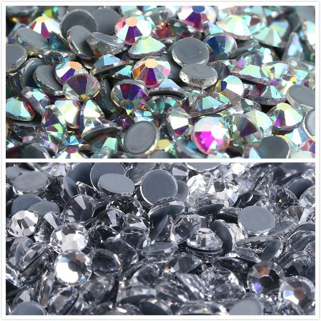 All size ss3~ss50 Crystal AB/Clear Color Better DMC Iron On Hot fix Crystal Glass Hot fix Rhineston For Fabric Garmentes