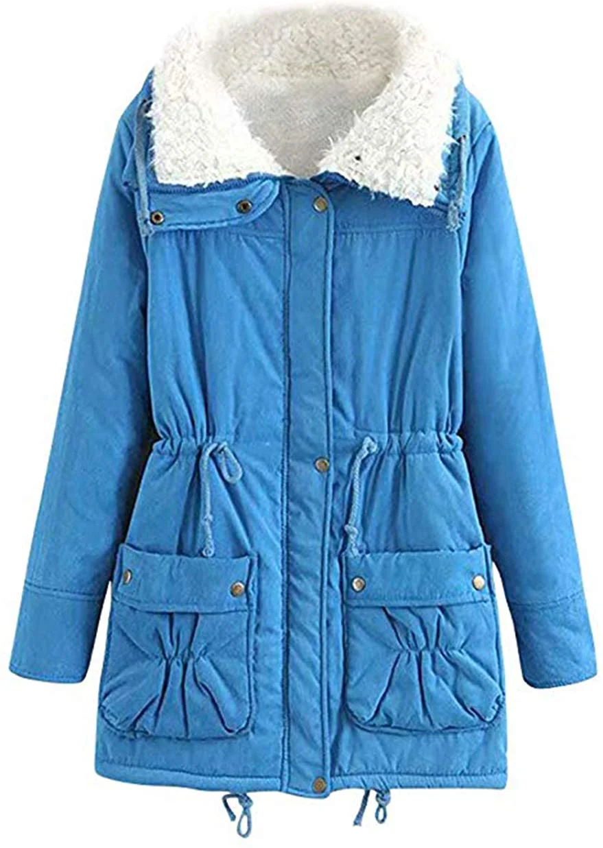 Women's Winter Warm Faux Lamb Wool Coat Parka Cotton Outwear Jacket