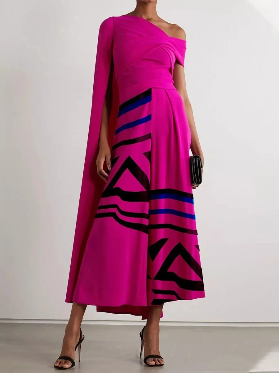 Stylish asymmetric printed dress