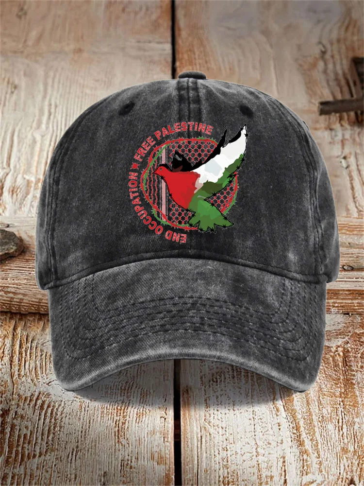 Unisex Casual Free Palestine Print Washed Hat