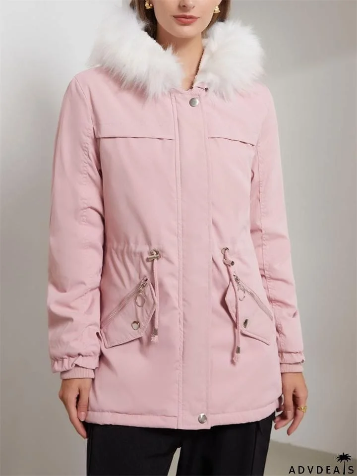 Women's Winter Solid Color Hooded Thermal Coats