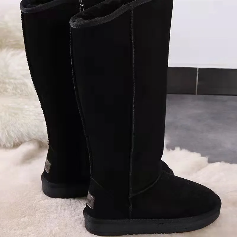 2021 Suede Leather Women Shoes Warm Ladies Snow Boots Winter Plush Fluffy Anti-cold Boots Thick Bottom Zipper Causal Botas Mujer