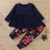 Kid Baby Girl 2-piece Solid Long-sleeve Print Set