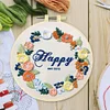 Flower-DIY Embroidery Kit with Pattern Cotton Threads Needles Hoop 30*30cm/11.81*11.81in tapestrymarket