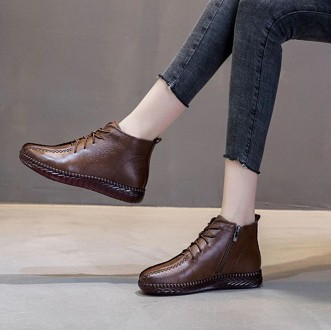 LookYno -  Soft Sole Comfort Flat Vintage Booties