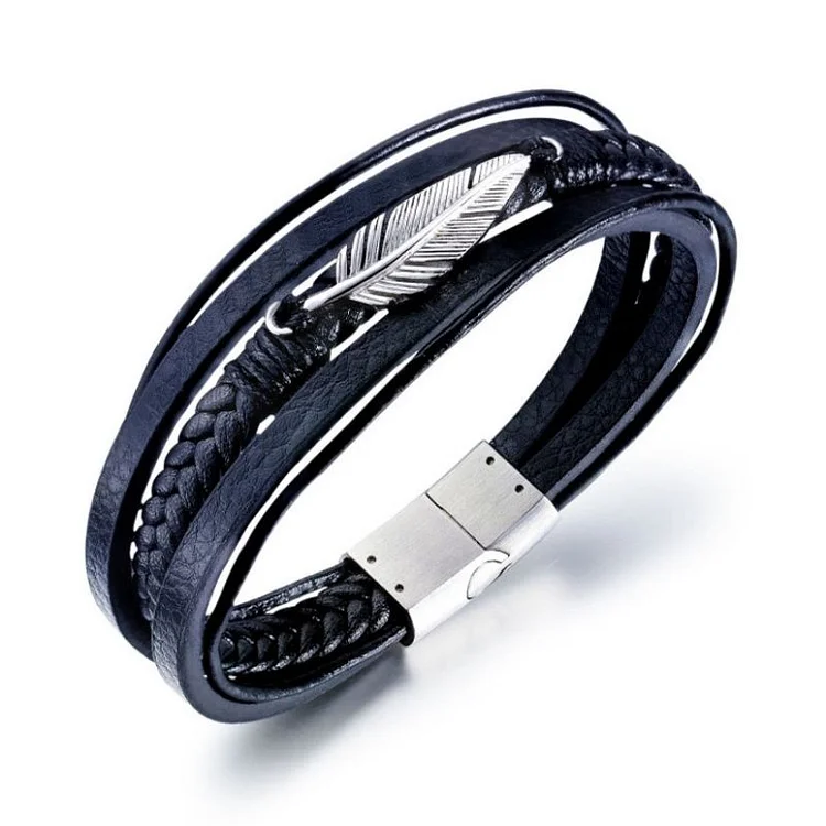 For Son - I Love You Stronger Than Iron And Softer Than Feathers Leather Bracelet