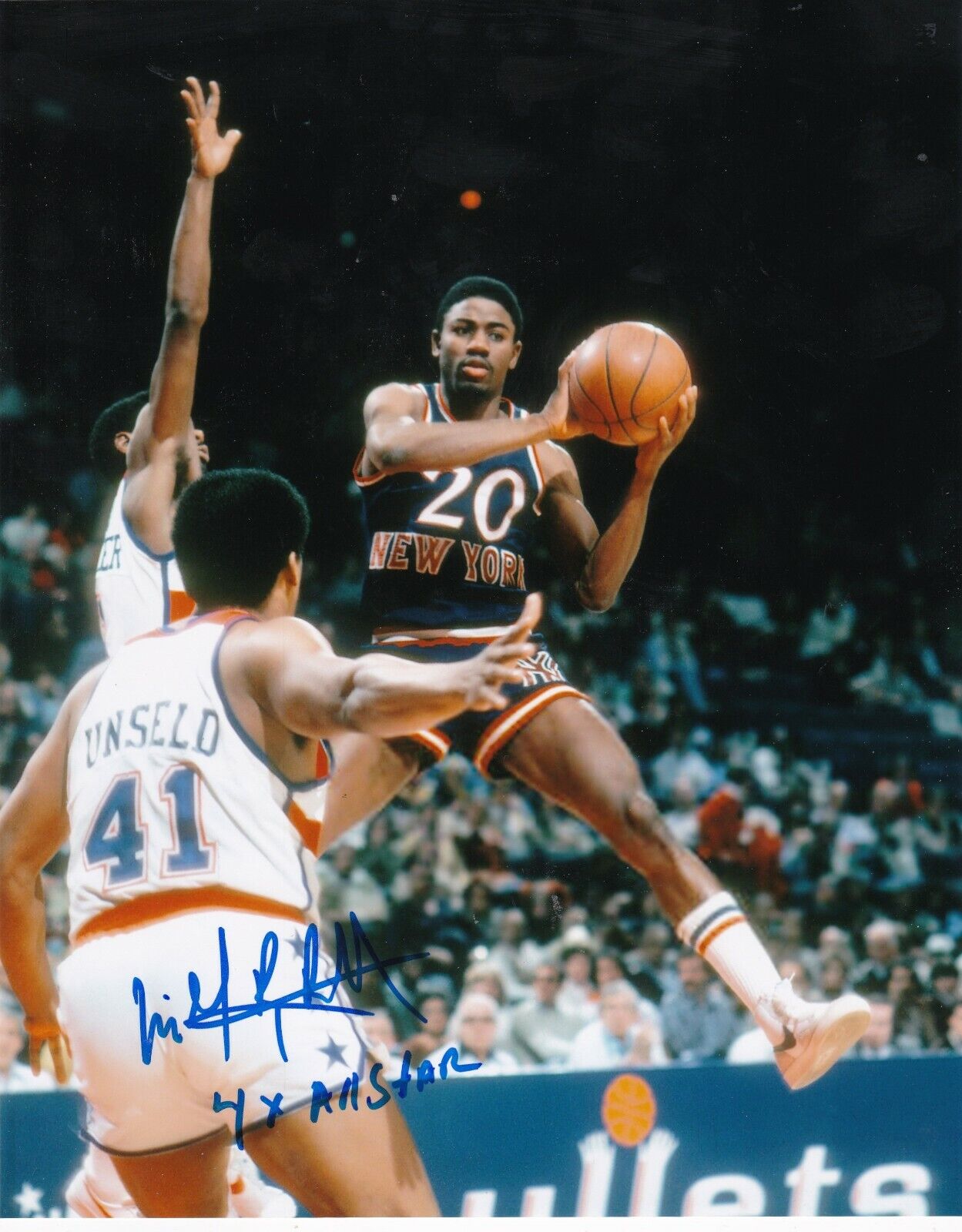 MICHAEL RAY RICHARDSON NEW YORK KNICKS 4 X ALL STAR ACTION SIGNED 8X10