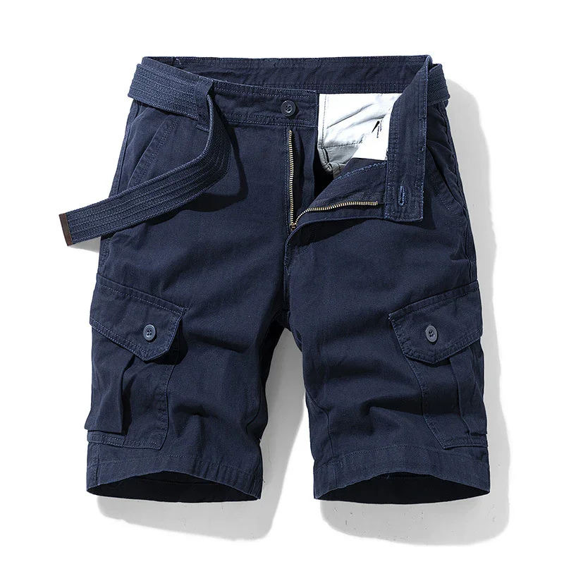 Men's Cargo Shorts Straight Color Pocket Zip Lounge Pants