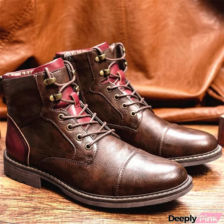 Fashion Casual Non-Slip Patchwork PU Boots For Men