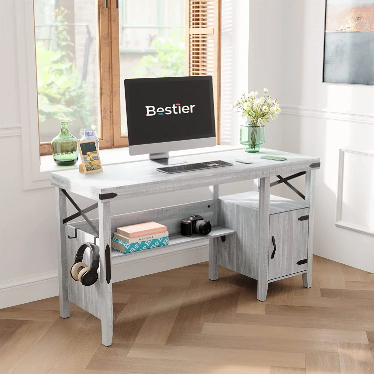 Bestier 55 inch Computer Desk with Storage Cabinet